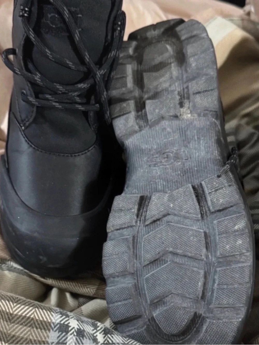 UGG Men's Black Lace-Up Waterproof Boots